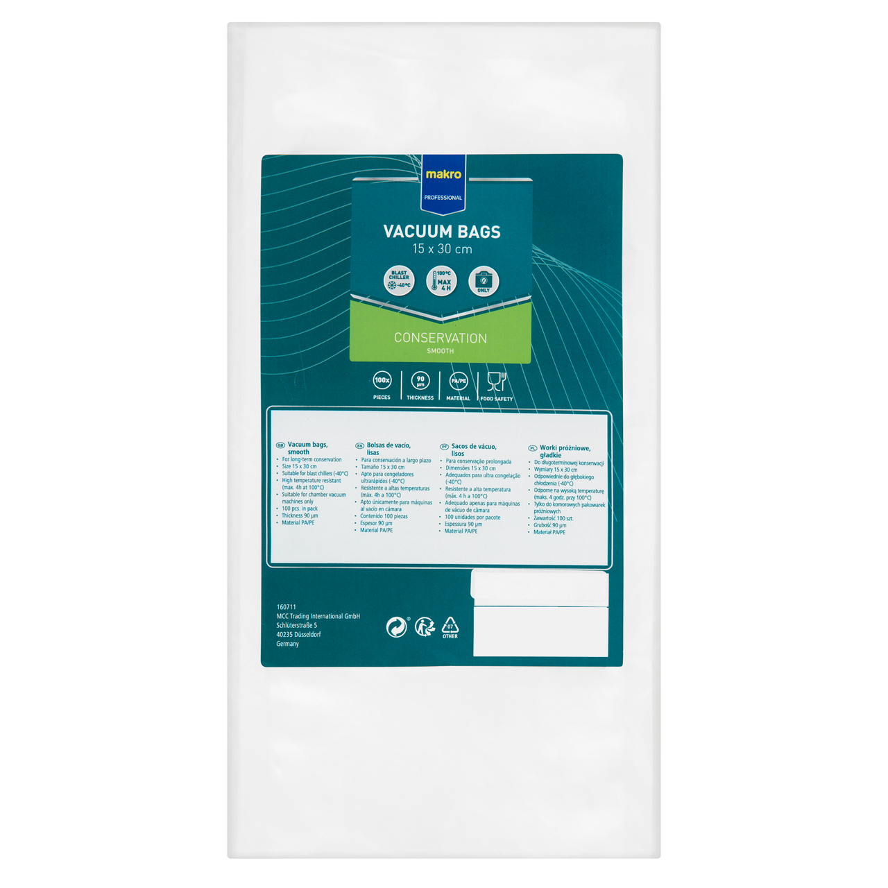METRO PROFESSIONAL Bolsa para envasado al vacio 15x30cm 100 unidades