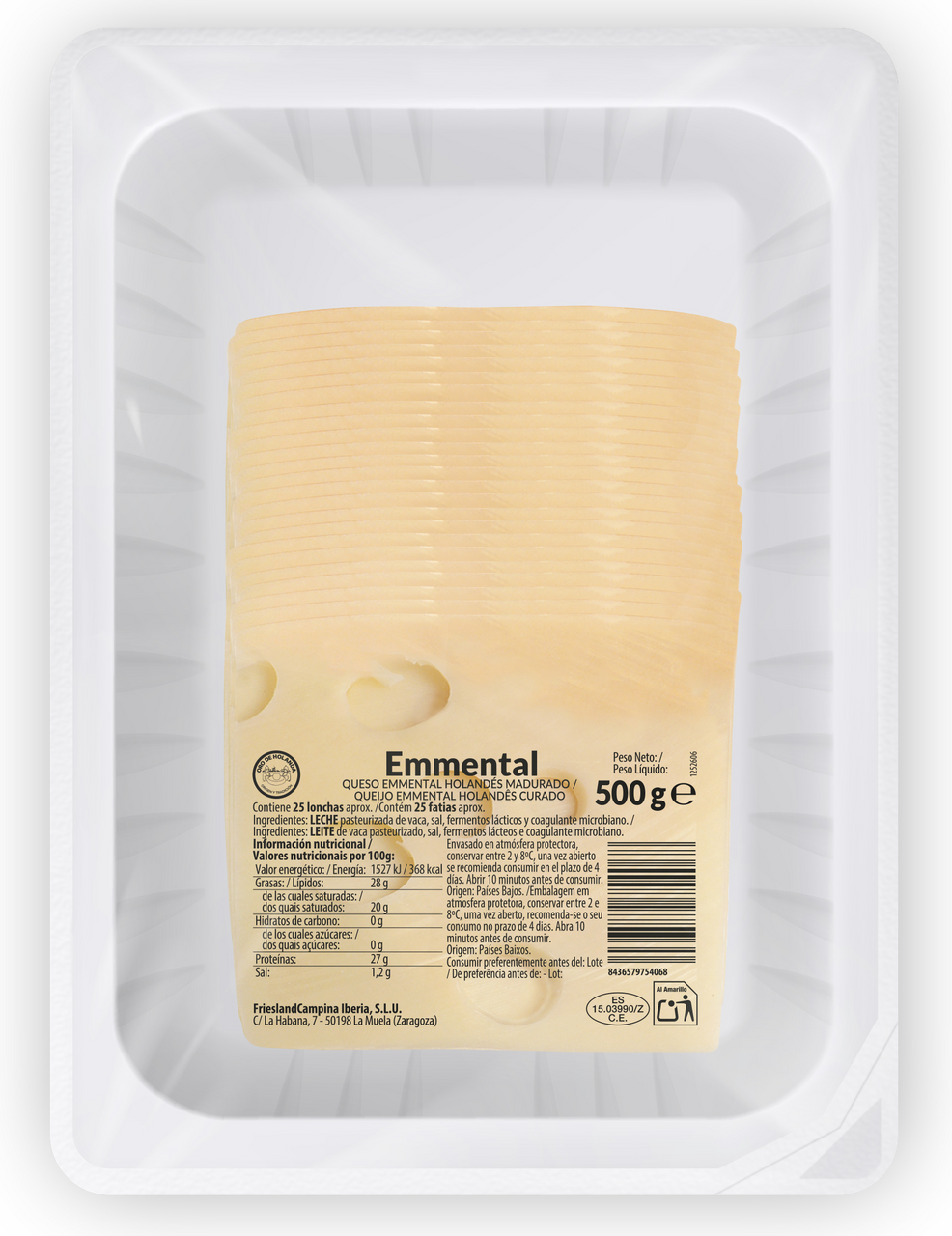 Millán Vicente queso emmental lonchas bandeja 500 g