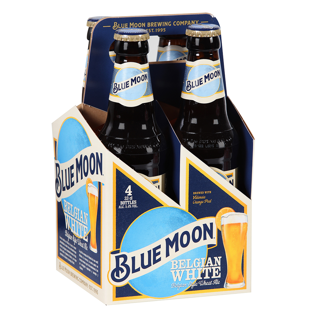 BLUE MOON belgian white cerveza 33 cl contiene 4 botellas (total 132 cl)