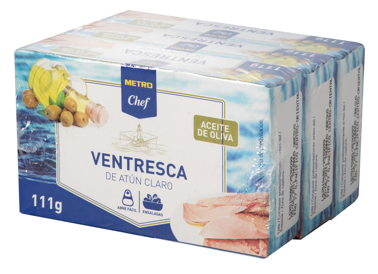 METRO Chef ventresca de atún claro en aceite oliva lata 73gne contiene 3 unidades (111 g)
