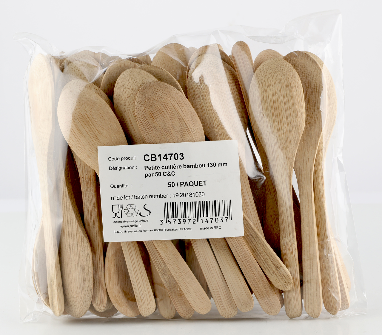 Solia Cuchara bambú bio 90mm 50 unidades