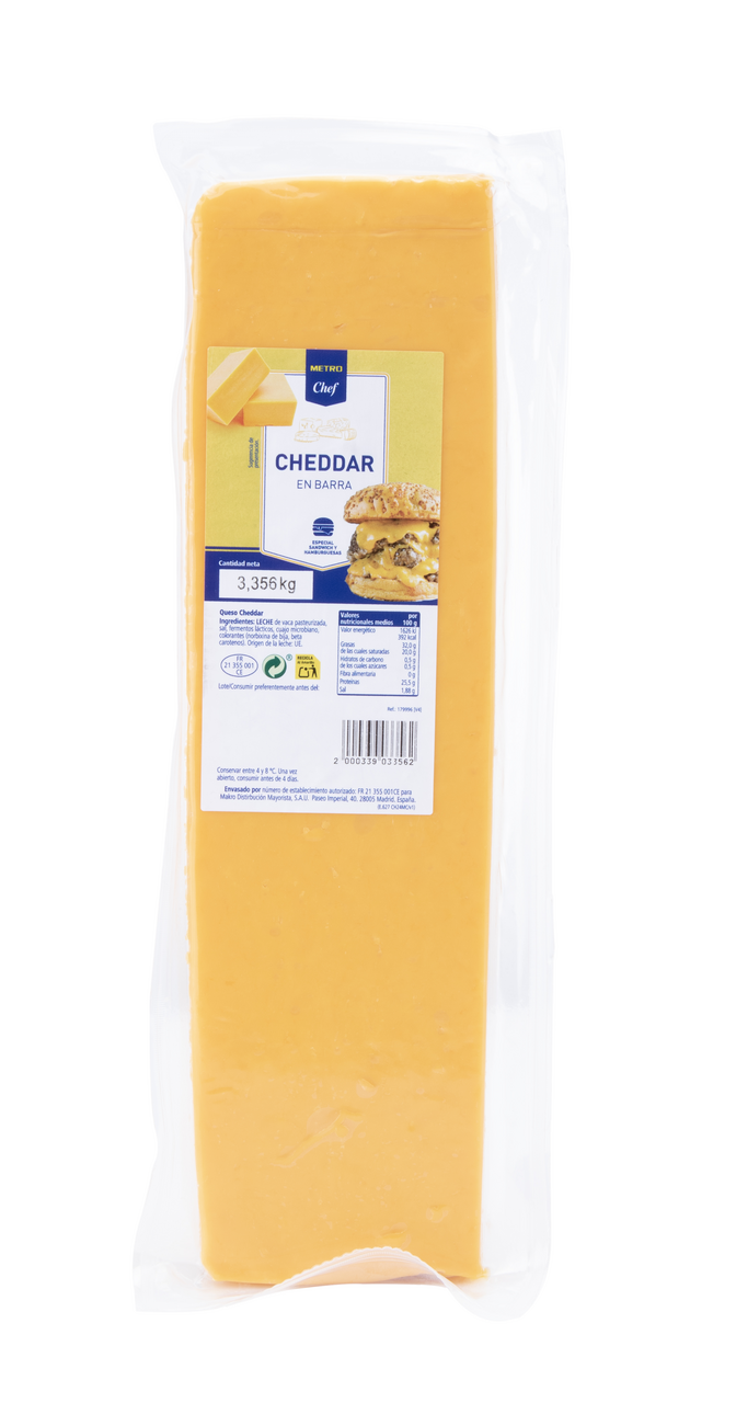 METRO Chef queso cheddar rojo en barra