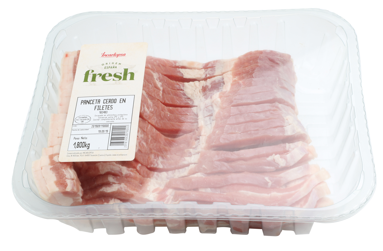 Filetes de panceta de cerdo para plancha bandeja precio Kg