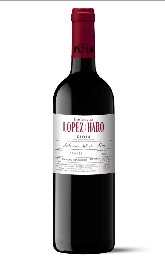 SELECCIÓN DEL SUMILLER vino tinto hacienda Lopez Haro botella 75cl