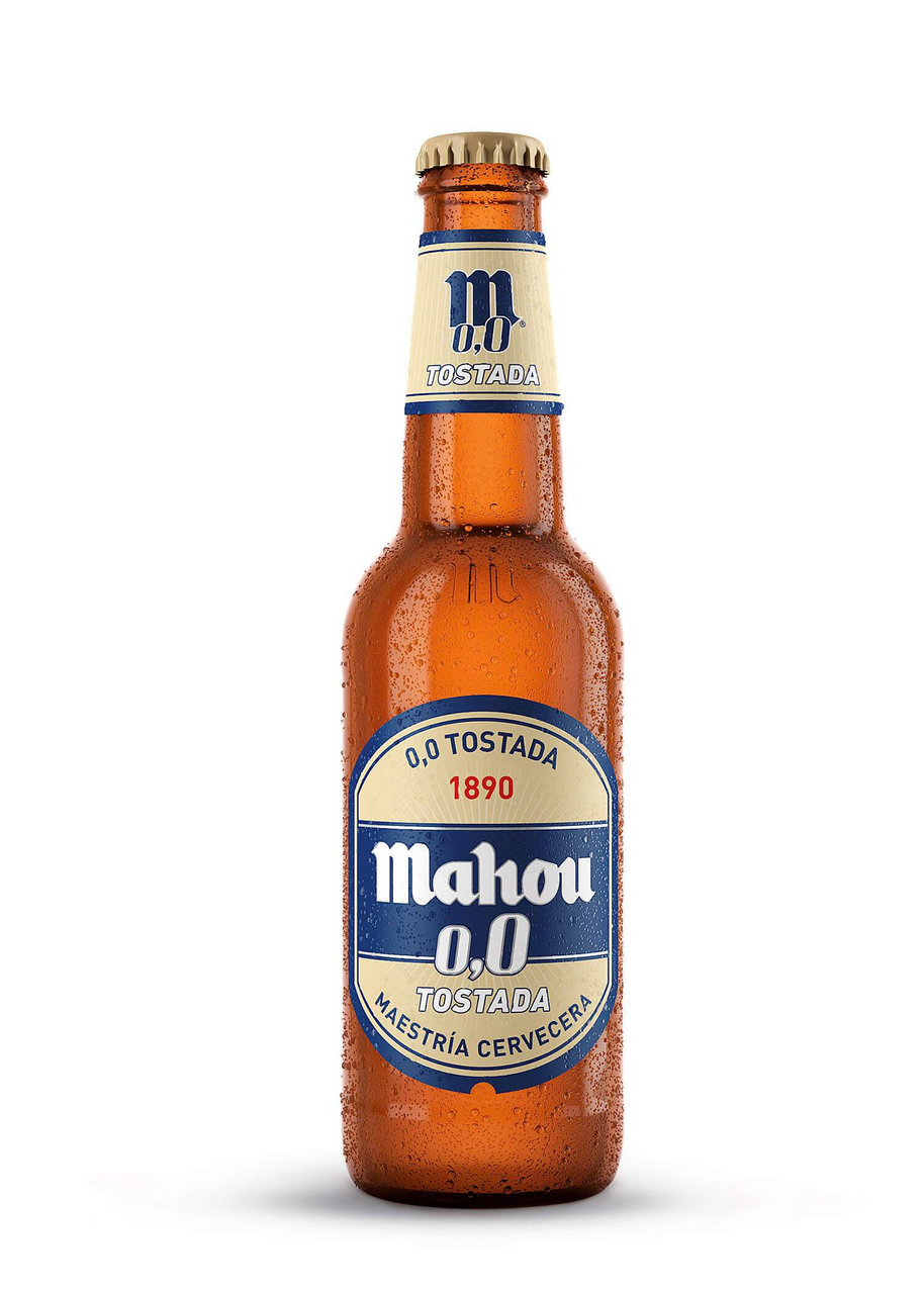 Mahou cerveza 0,0 tostada botella de 33 cl contiene 24 unidades