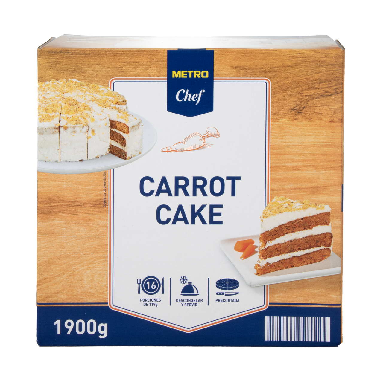 METRO Chef Carrot cake congelado 1,9 Kg 16 raciones