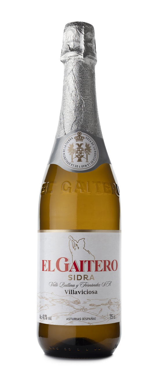 El Gaitero sidra etiqueta blanca botella 75cl