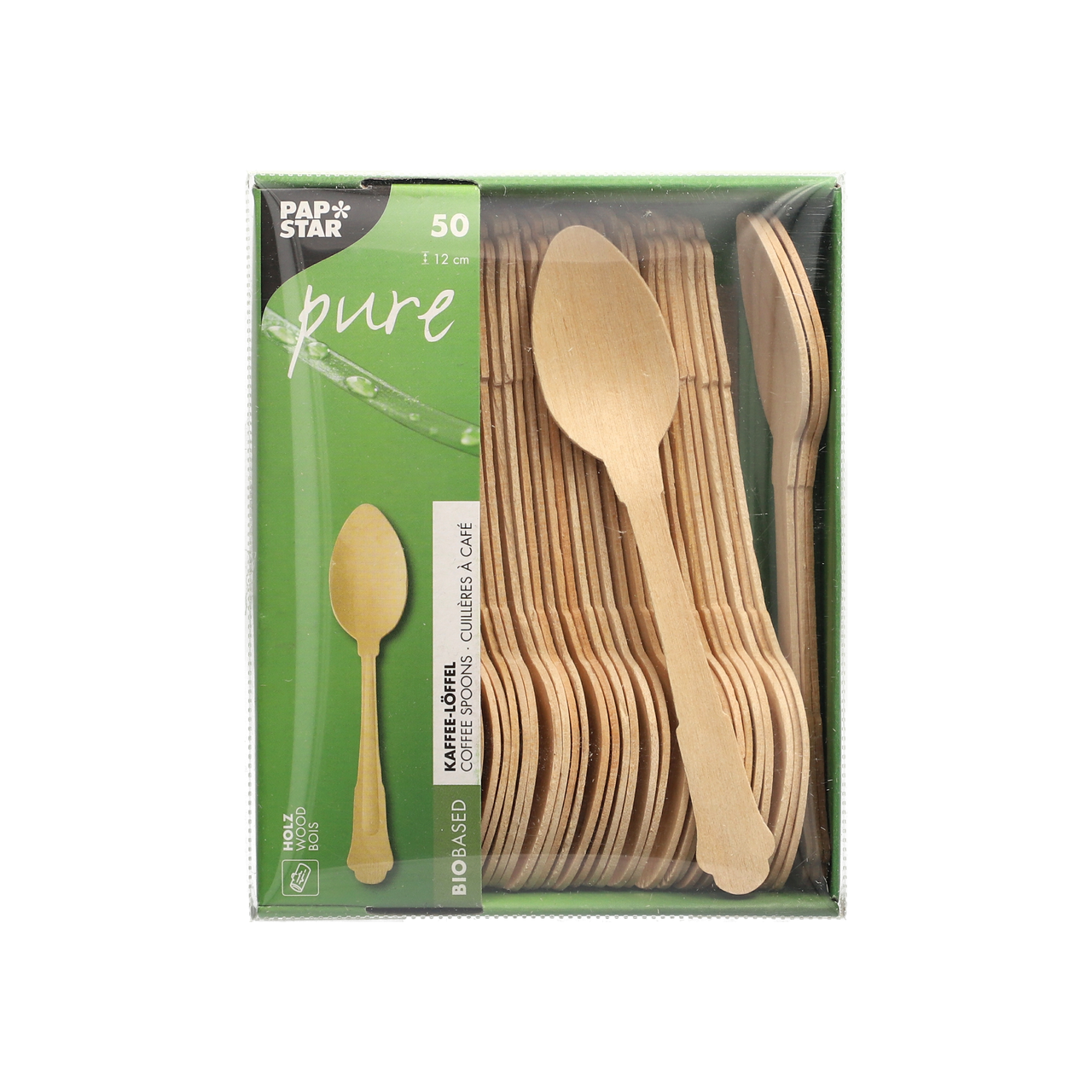 PAPSTAR Cucharilla de madera bio vintage 12cm 50 unidades