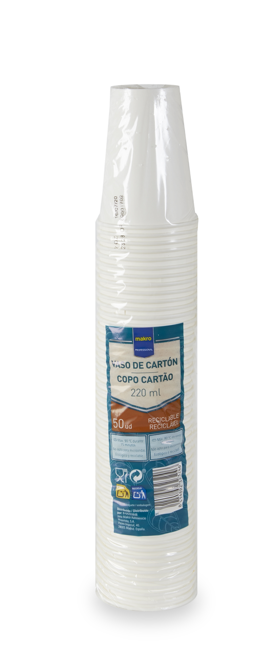 METRO PROFESSIONAL Vaso cartón blanco 220 ml contiene 50 unidades