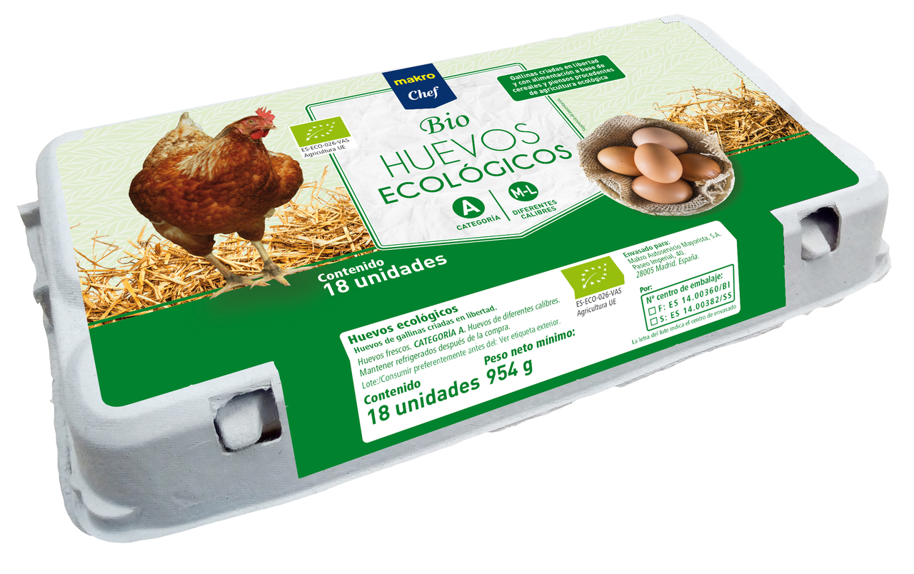 METRO Chef Bio Huevo eco tamaño M-L estuche 18huevos (1,5 docenas)