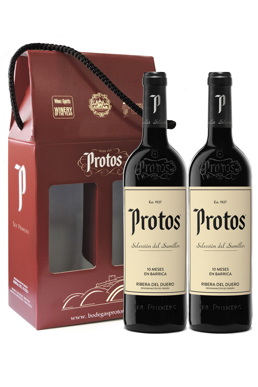 SELECCIÓN DEL SUMILLER vino tinto ribera del Duero protos estuche cartón botellas 75 cl contiene 2 unidades (1,5 L)