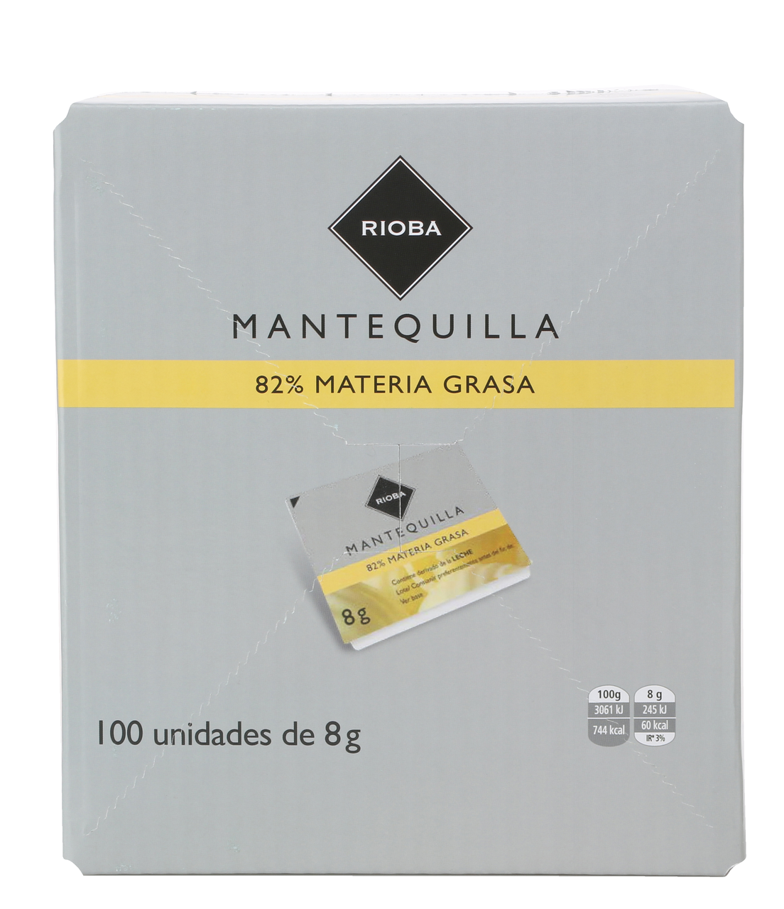 RIOBA mantequilla tarrina 8 g contiene 100 unidades