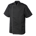 METRO PROFESSIONAL chaqueta cocinero manga corta negra con ribete gris talla L