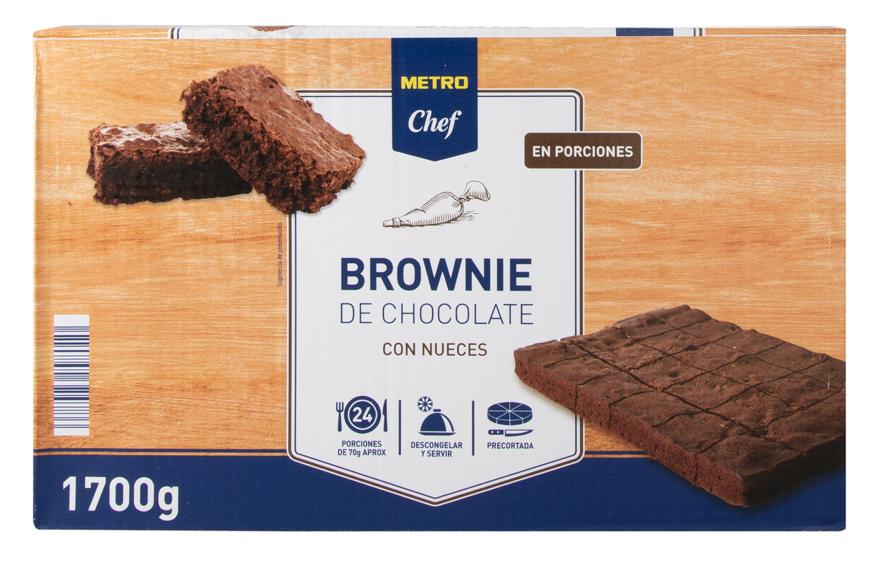METRO Chef plancha brownie caja 24 porciones de 70 grs congelado (Total 1,68 kg)
