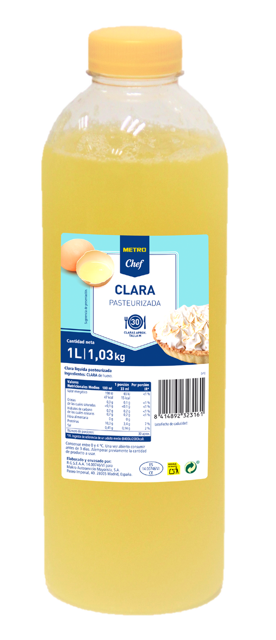 METRO Chef huevo clara botella 1 L