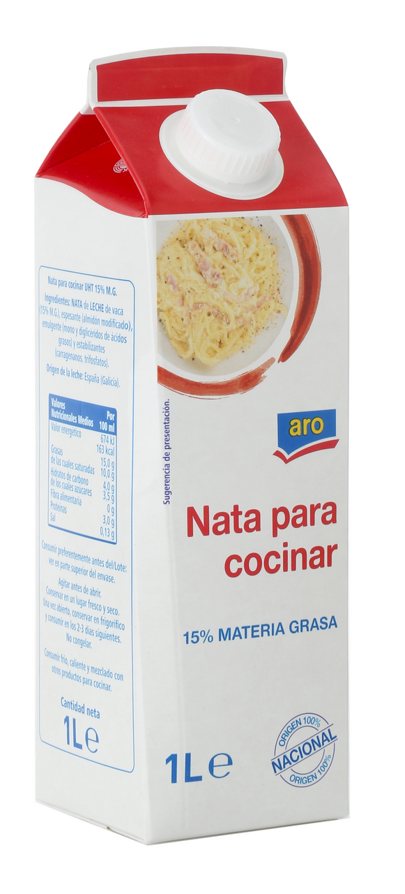 aro nata ligera para cocinar 15% materia grasa 1 L
