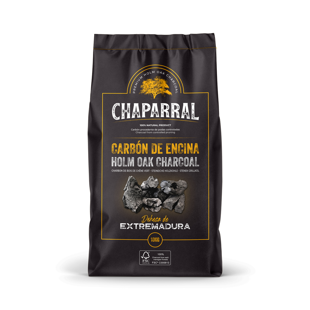 Chaparral carbón vegetal de encina saco 10kg
