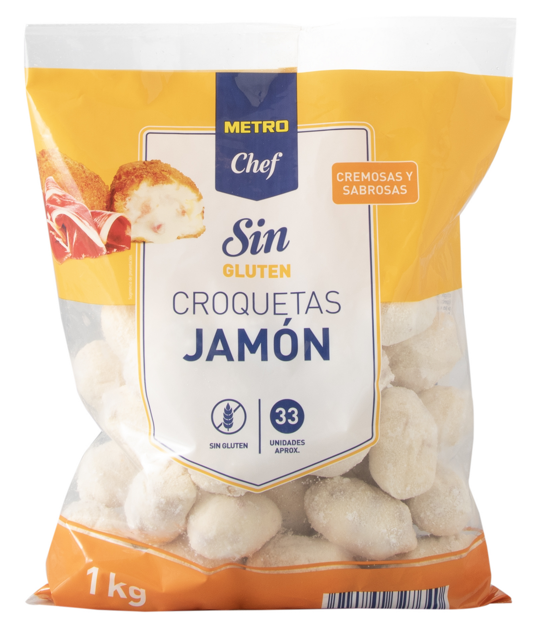 METRO Chef croqueta jamón sin gluten bolsa 1 kg congelado