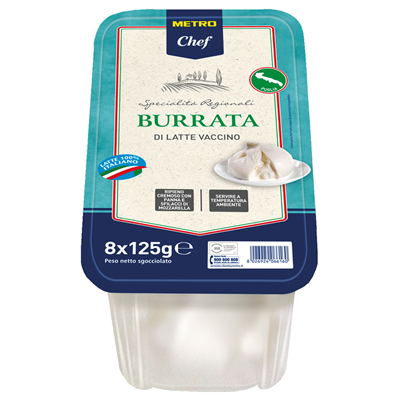 METRO Chef queso burrata 125 g contiene 8 unidades (total 1 Kg)