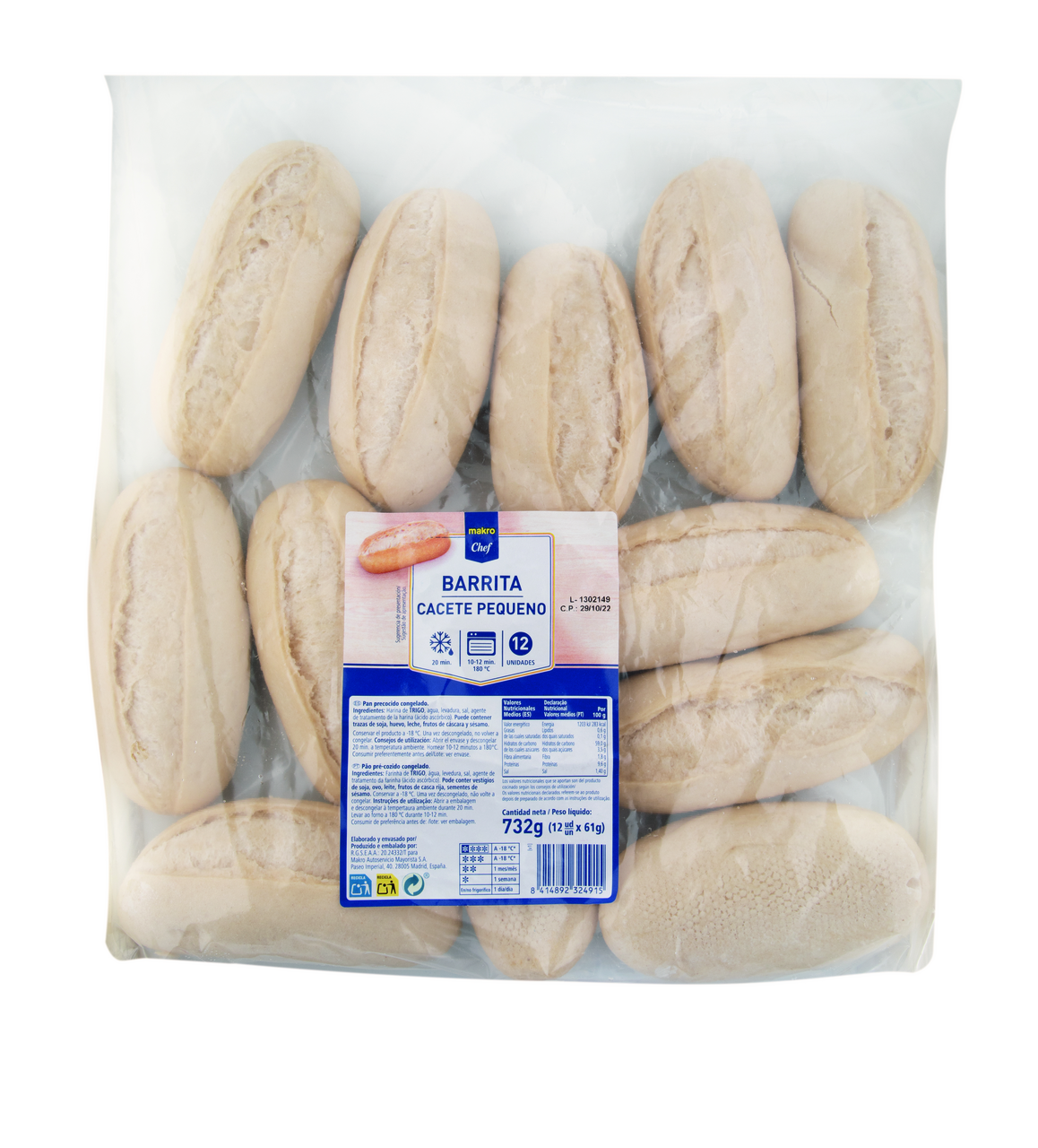 METRO Chef Panecillo/barrita 12x61 g congelado