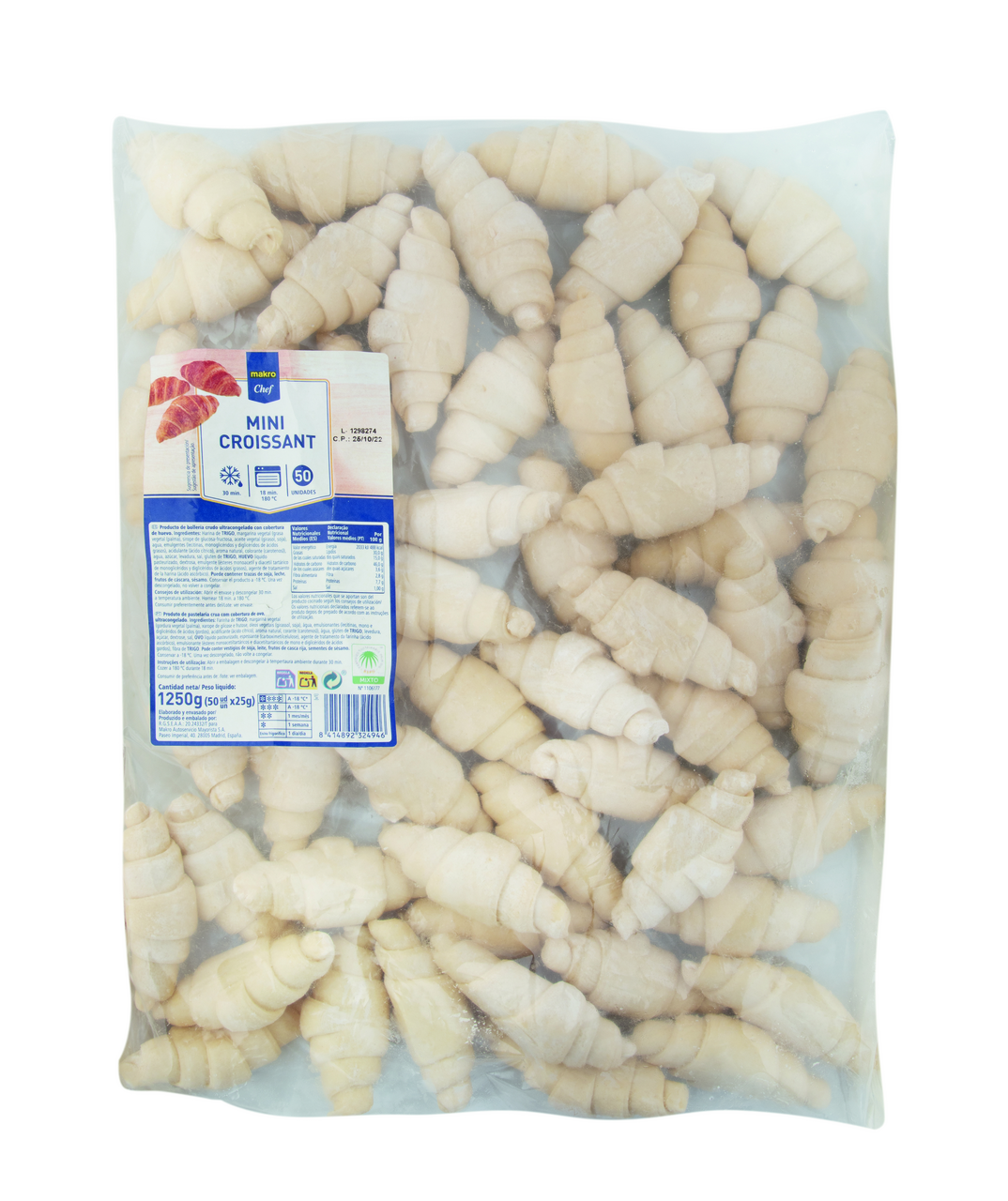 METRO Chef mini croissant 50x25 g congelado (Total 1,25 kg)