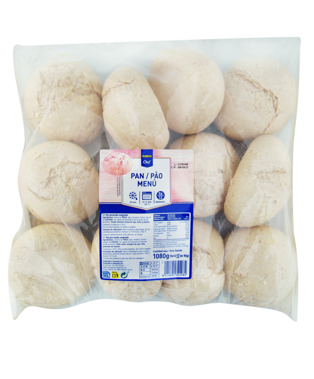 METRO Chef pan menú 12 x 90 g congelado (total 1,08 kg)