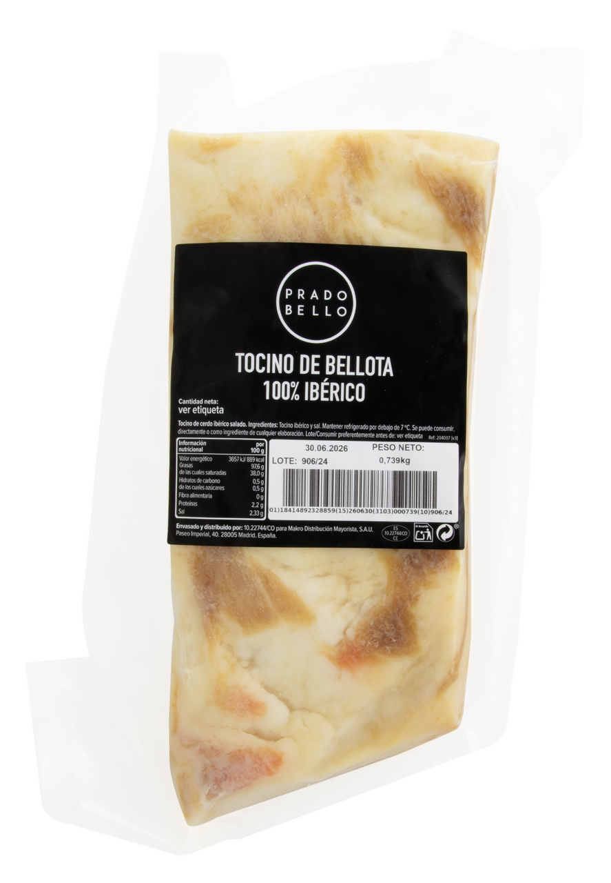 PRADO BELLO tocino de bellota 100% ibérico salado