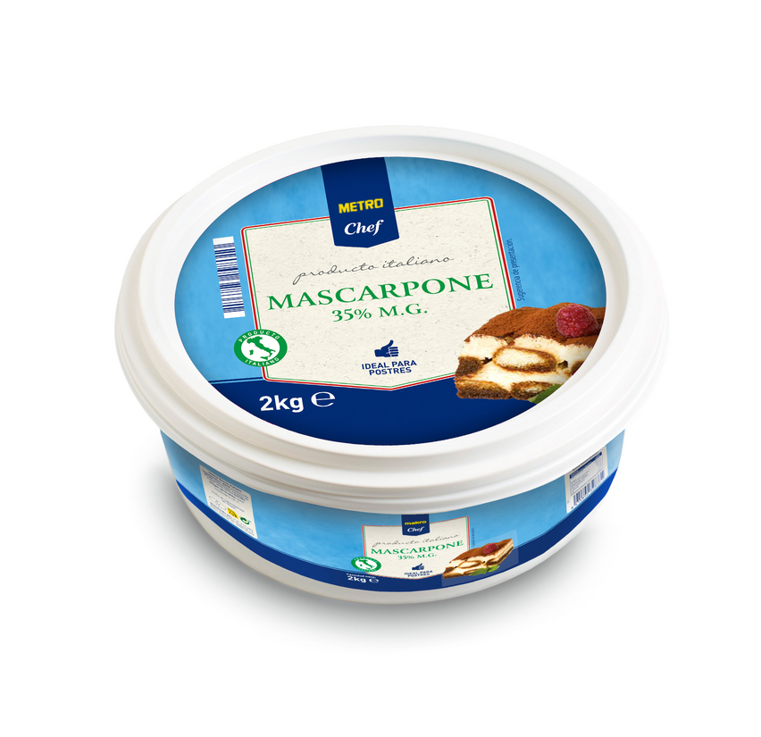 METRO Chef queso mascarpone 35% materia grasa tarrina 2 Kg