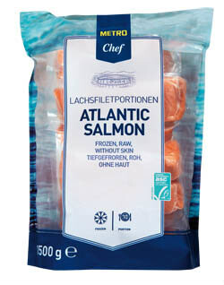 METRO Chef Lomo de salmón pack 150 g congelado contiene 10 bolsas (total 1500 g)