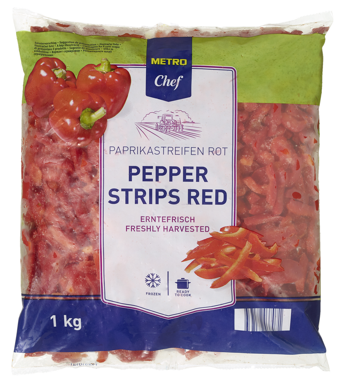 METRO Chef Pimiento rojo en tiras bolsa 1 kg congelado