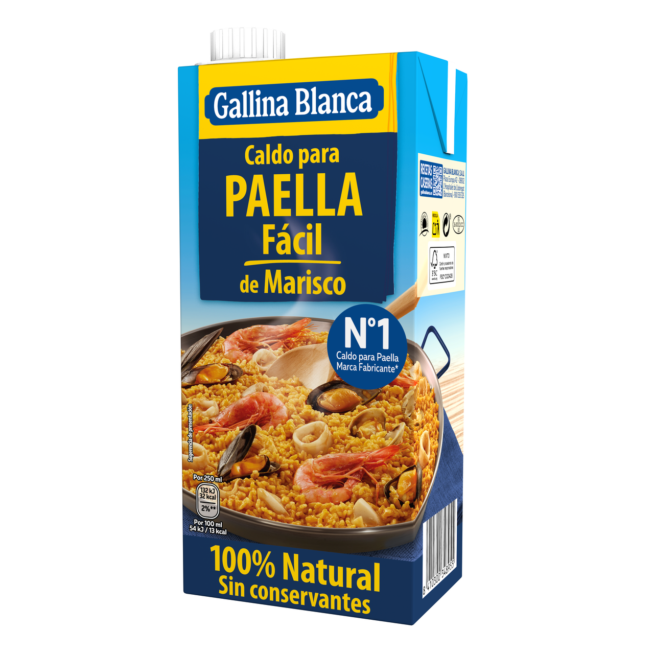 GALLINA BLANCA Caldo de marisco para paella en brick de 1 L