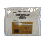 Betik tenedor cpla blanco reutilizable 50 unidades