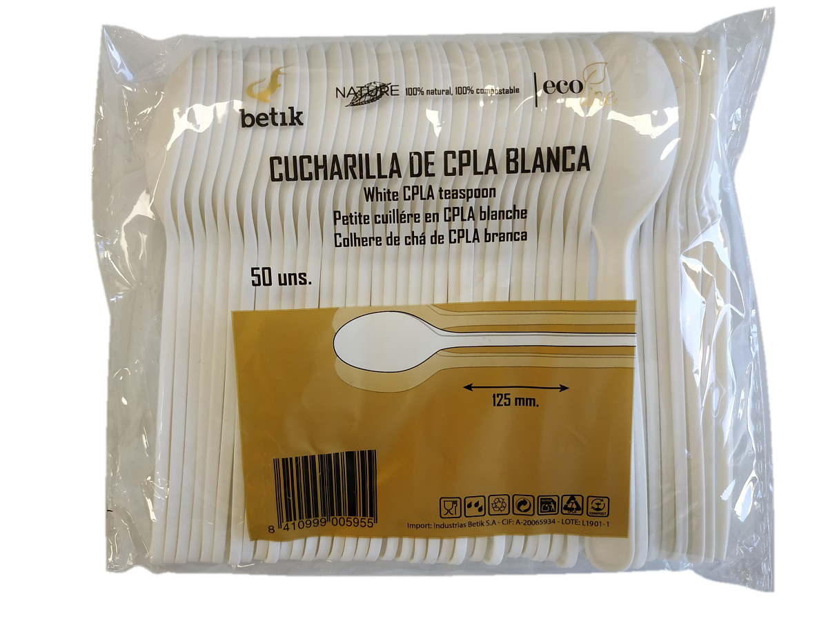 Betik cucharilla CPLA blanca reutilizable 50 unidades