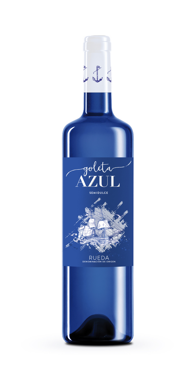 GOLETA AZUL vino blanco de Rueda, semidulce, botella de 75cl