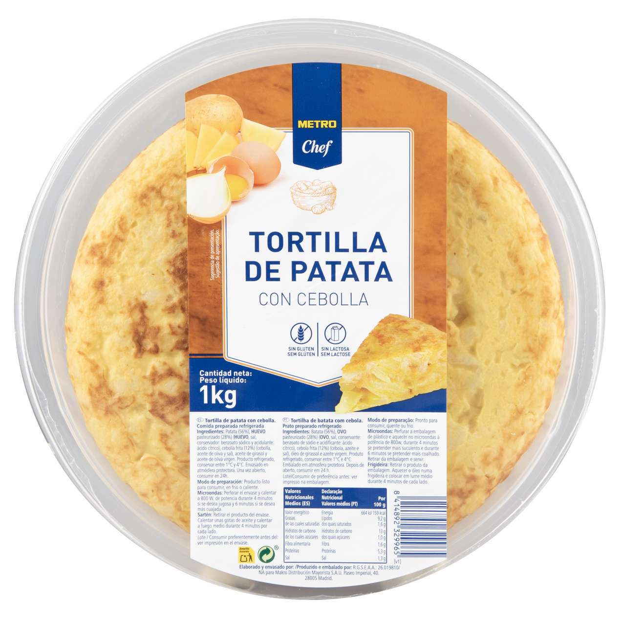 METRO Chef tortilla de patata con cebolla 1kg