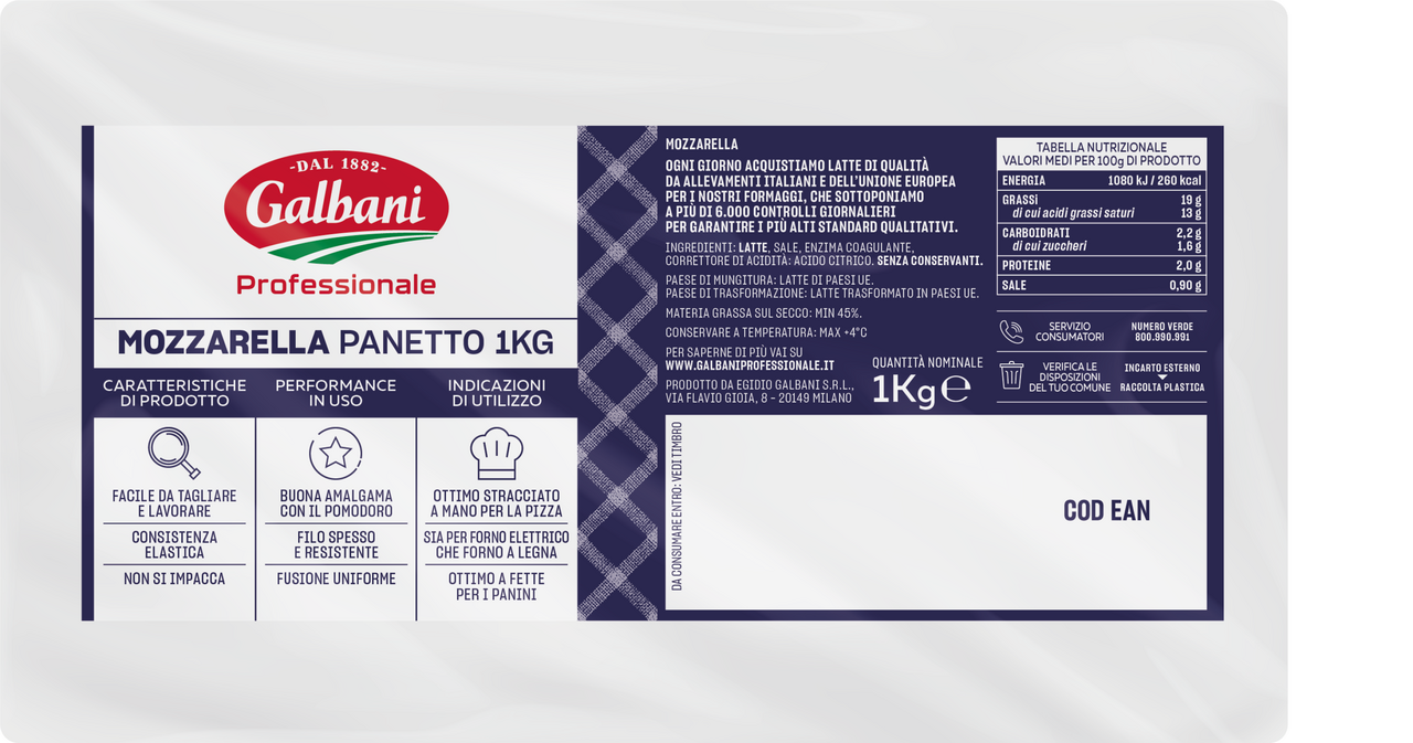 Galbani Professionale mozzarella panetto 1 Kg