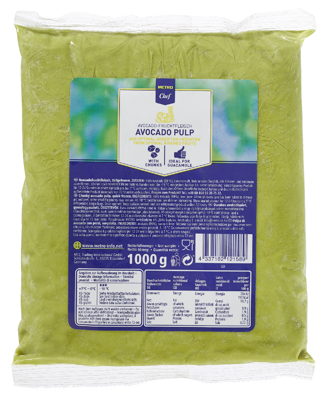 METRO Chef pulpa de aguacate 1 kg congelado