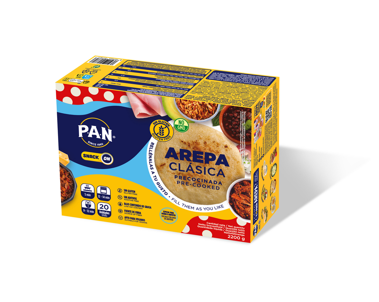 P.A.N. arepas clásicas bolsa 20 unidades congelado (2200 g)