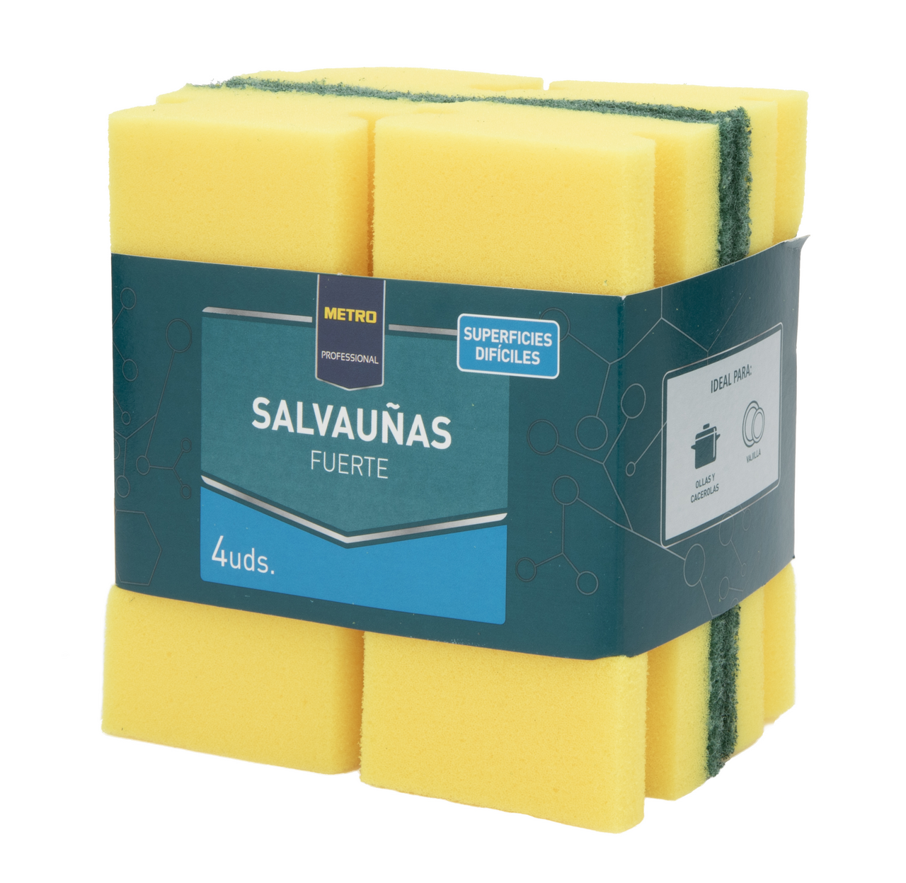 METRO PROFESSIONAL fibra verde salvauñas 4unidades