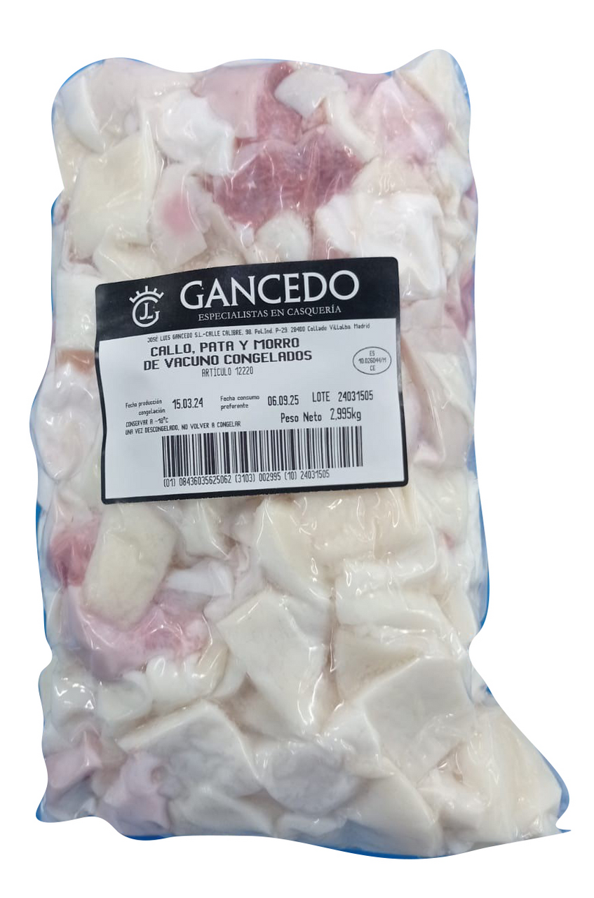 Callo vacuno congelado vacío