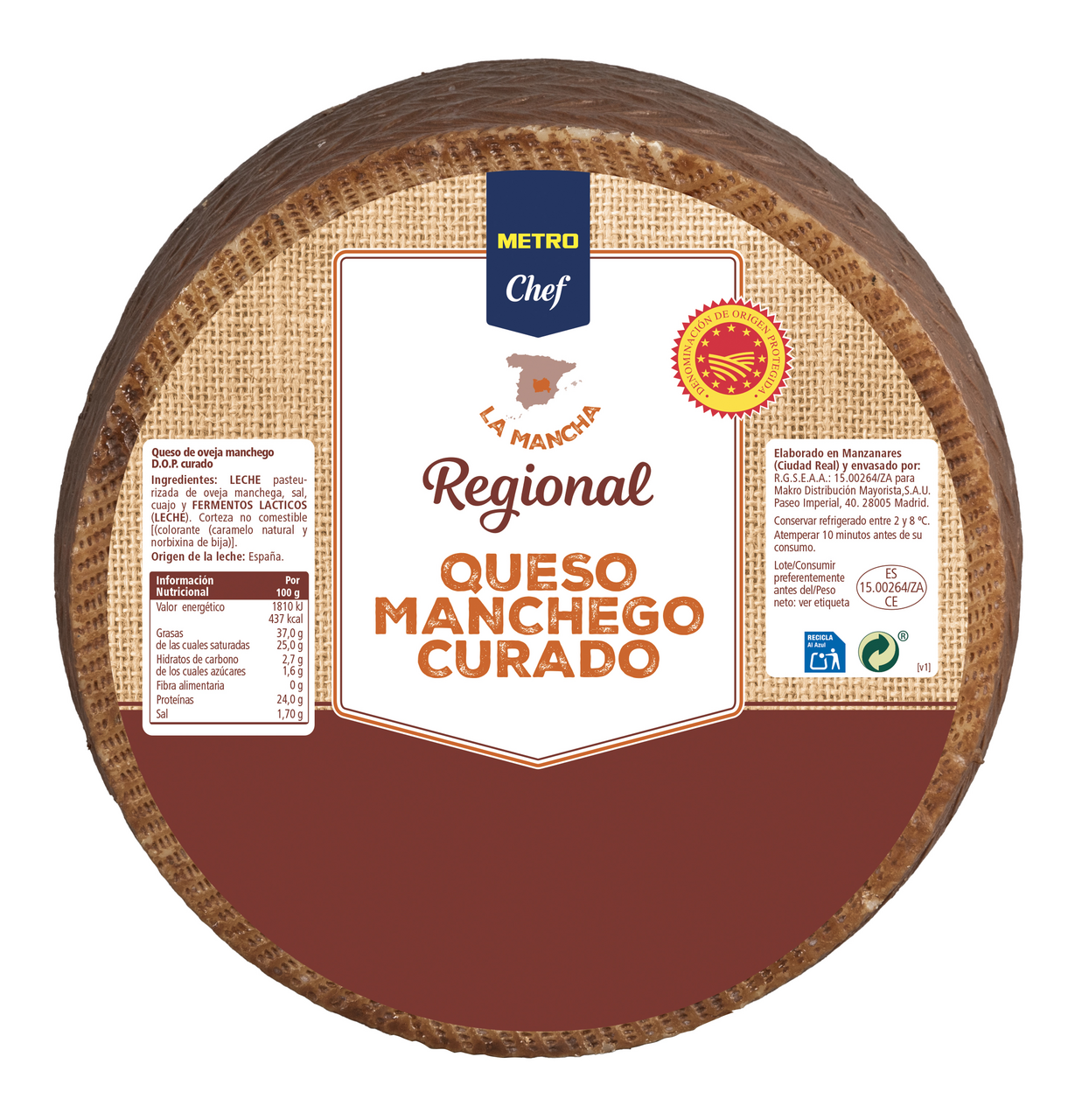 METRO Chef queso manchego curado pieza 3 kg aprox