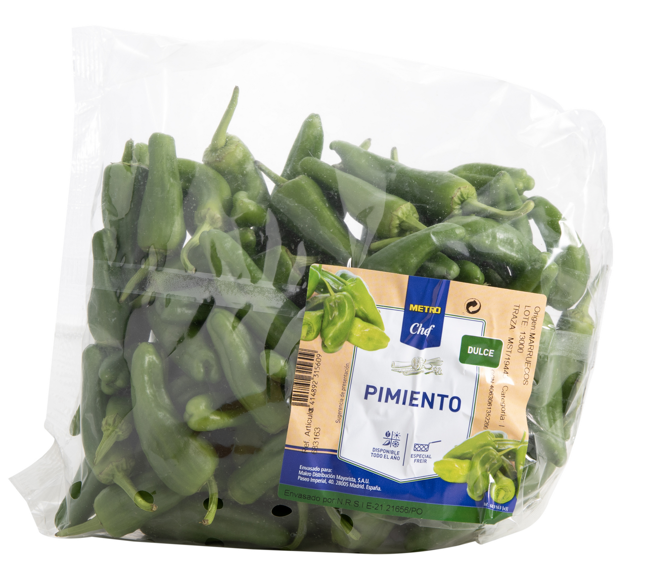 METRO Chef Pimiento pequeño freír dulce bolsa 1Kg