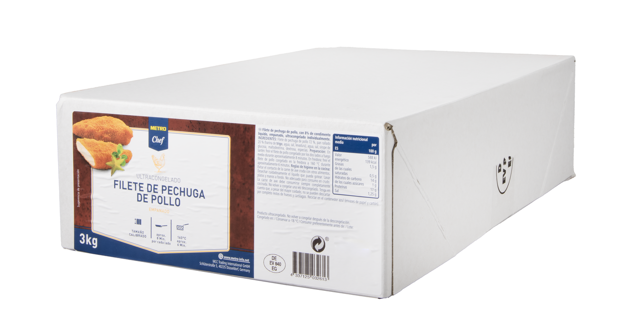 METRO Chef filete pollo empanado 3 kg congelado