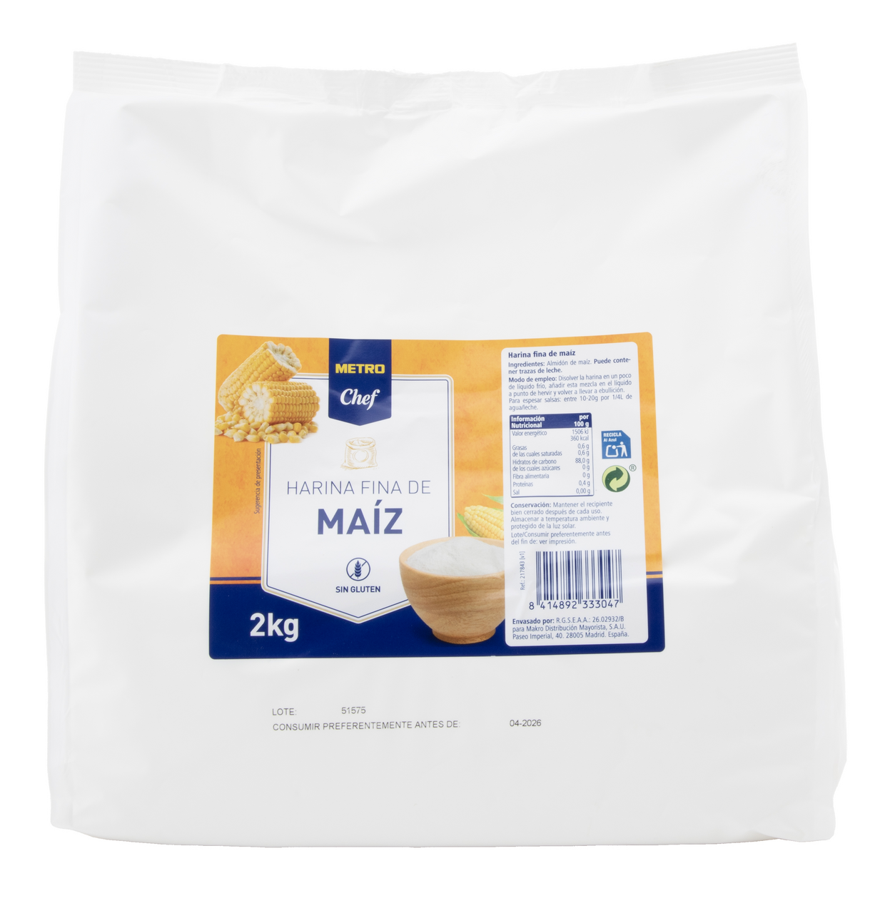 METRO Chef harina fina de maiz 2 kg