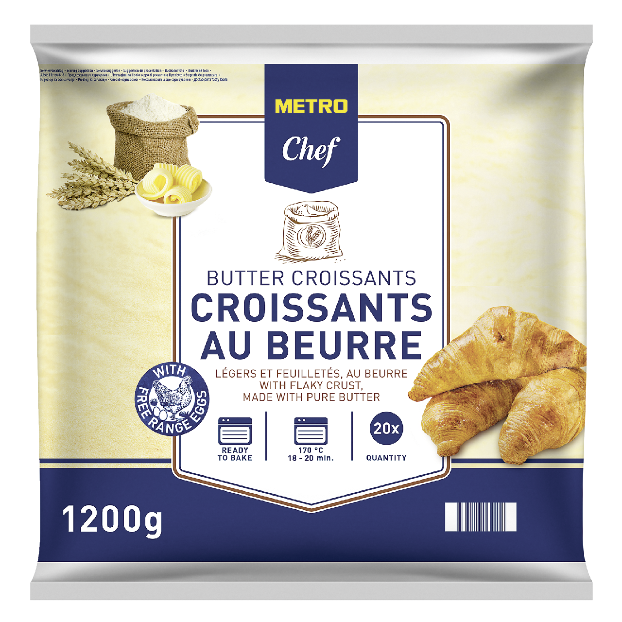 METRO Chef croissant mantequilla bolsa 60 g 20 unidades congelado (1200 g)
