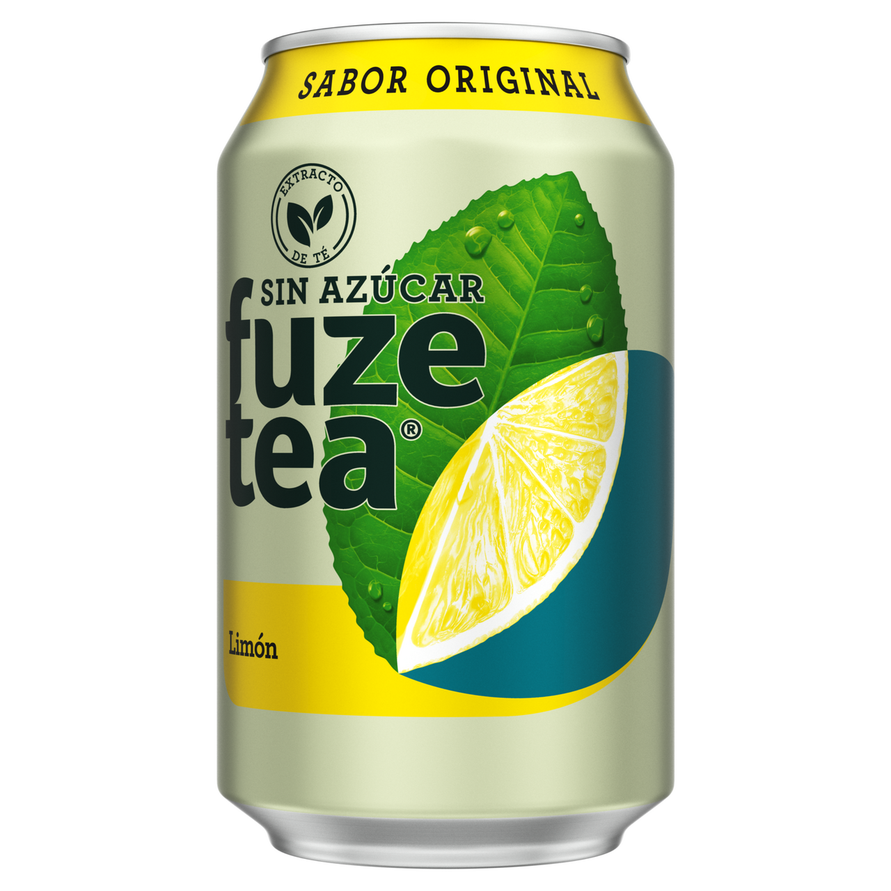 FUZE TEA Refresco de té original sin azúcar sabor limón lata 33 cl en pack contiene 24 latas