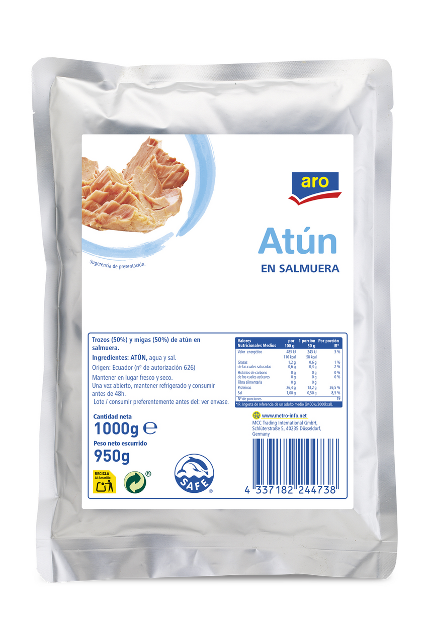 aro atún al natural bolsa de 950 gne (1000 g)