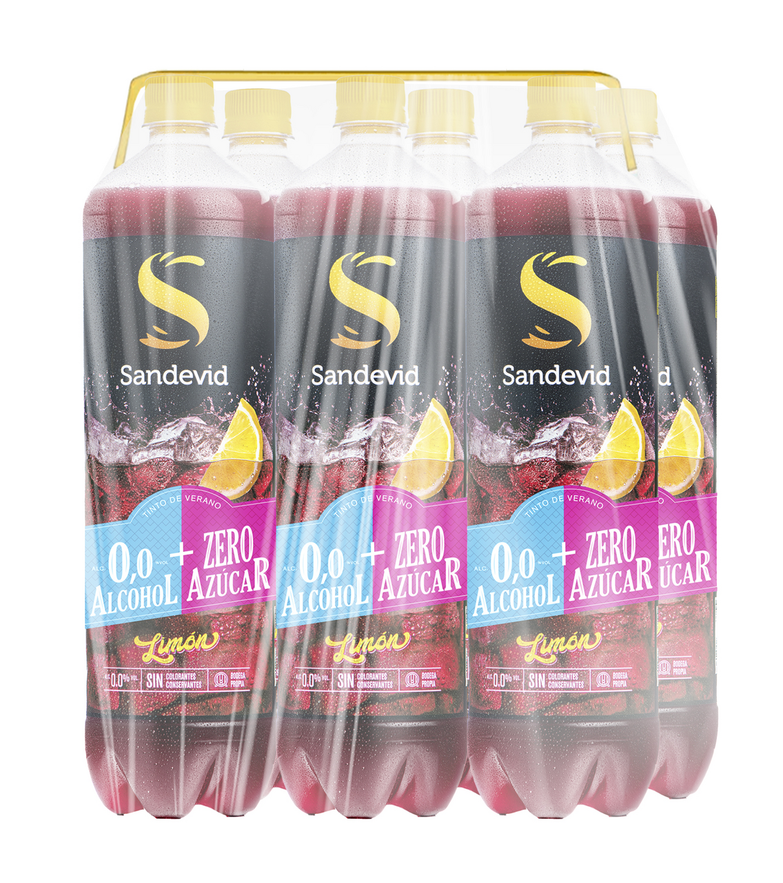Sandevid vino tinto verano limón 0+0 botella 1,5 L Contiene 6 botellas
