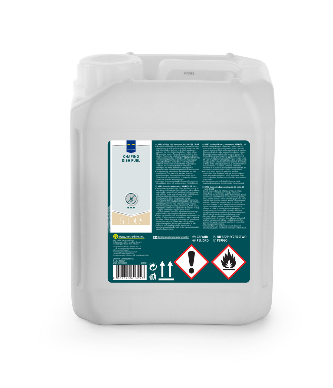 METRO PROFESSIONAL garrafa de gel etanol para chafing dish 5 kg