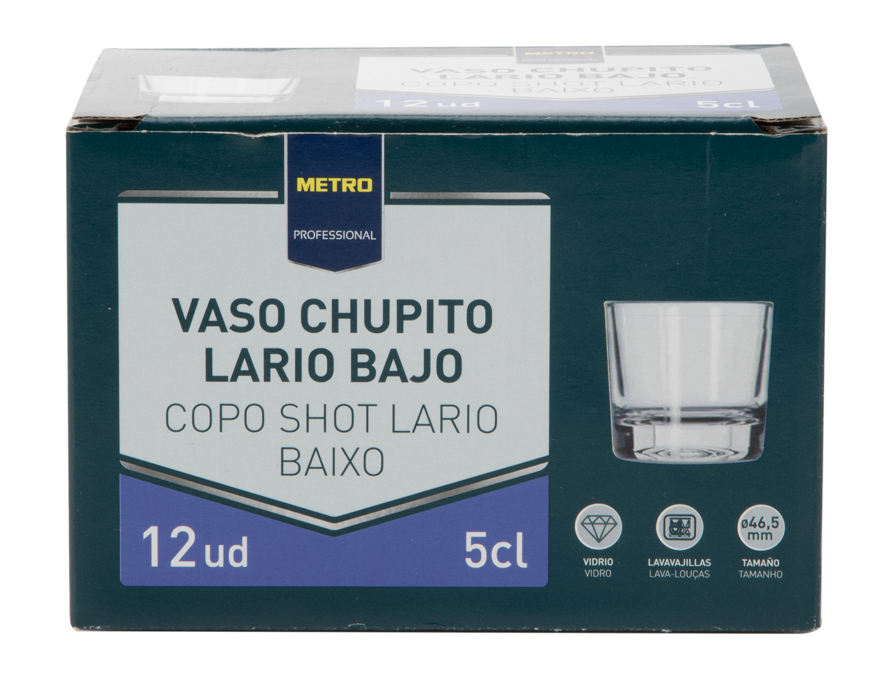 METRO PROFESSIONAL vaso de chupito bajo de 5 cl contiene 12 unidades
